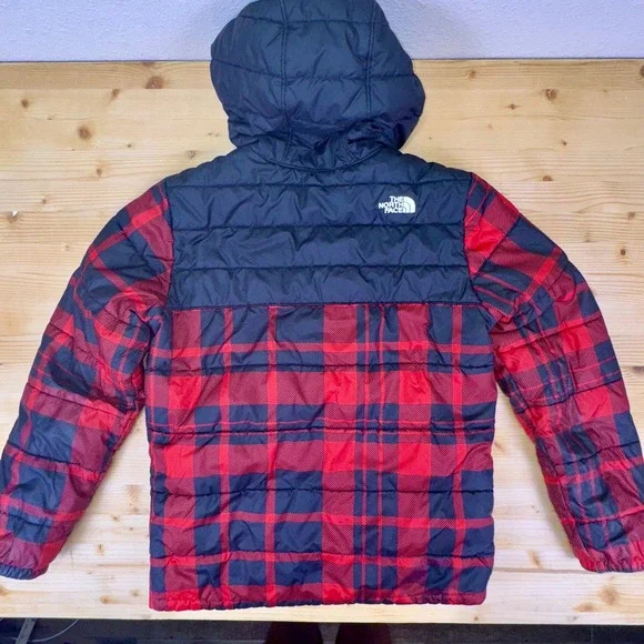 The North‎ Face Boys Reversible Sherpa Fleece Puffer Jacket Size L 14/16 Plaid - Picture 10 of 11